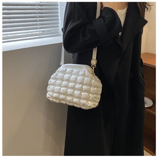  Korean Style Bubble PU Ruched Shoulder Bags