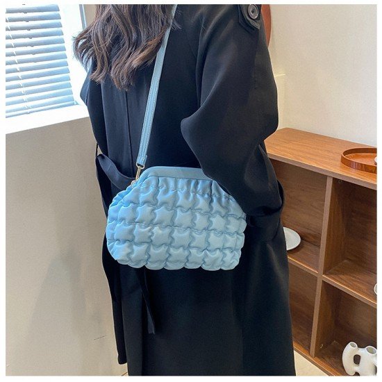  Korean Style Bubble PU Ruched Shoulder Bags