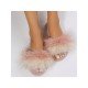  2022 Contrast Color Fur Slippers For Women