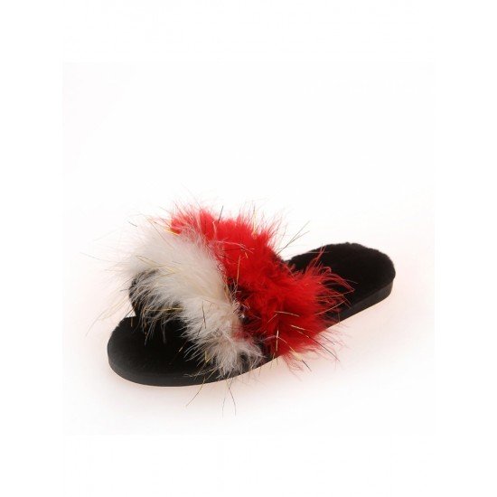  2022 Contrast Color Fur Slippers For Women