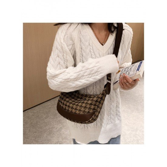 Ladies Canvas Houndstooth Leopard Shoulder Bags