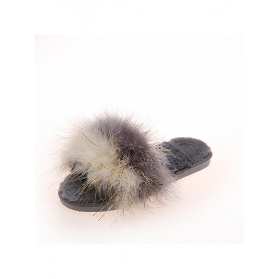  2022 Contrast Color Fur Slippers For Women