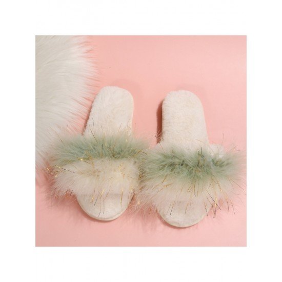  2022 Contrast Color Fur Slippers For Women