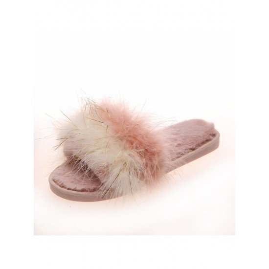  2022 Contrast Color Fur Slippers For Women