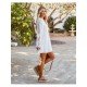  Pure Color Loose Women's Long Sleeve Dress