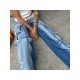 Designer Blue Wide Leg Low Rise Jean Pants