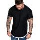  Men's Casual Sports Solid Ruched Short Sleeve T-Shirt