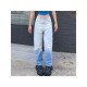 Stylish Straight Leg Gradient Color Ladies Jeans