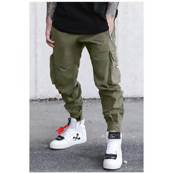  Pure Color Zipper Men's Casual Pants