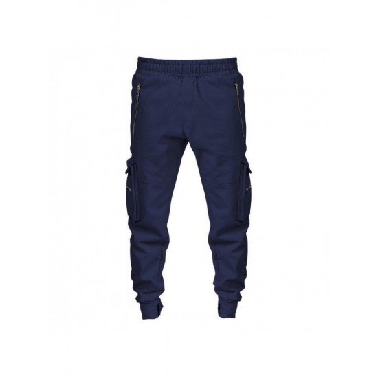  Pure Color Zipper Men's Casual Pants