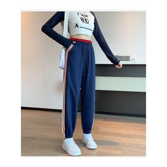  Loose Versatile Striped Women's Long Pants