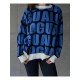  2022 Round Neck Loose Letter Contrast Color Sweater