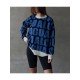  2022 Round Neck Loose Letter Contrast Color Sweater