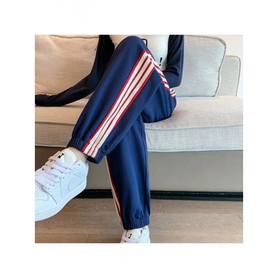  Loose Versatile Striped Women's Long Pants