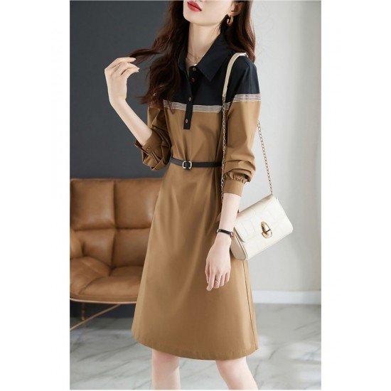  Temperament Fashion Patchwork Women's Long Sleeve Dress