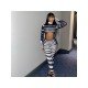  Fashion Tight Hollowed Out Striped Women's Jumpsuit