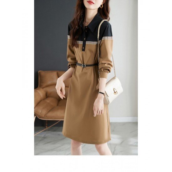  Temperament Fashion Patchwork Women's Long Sleeve Dress