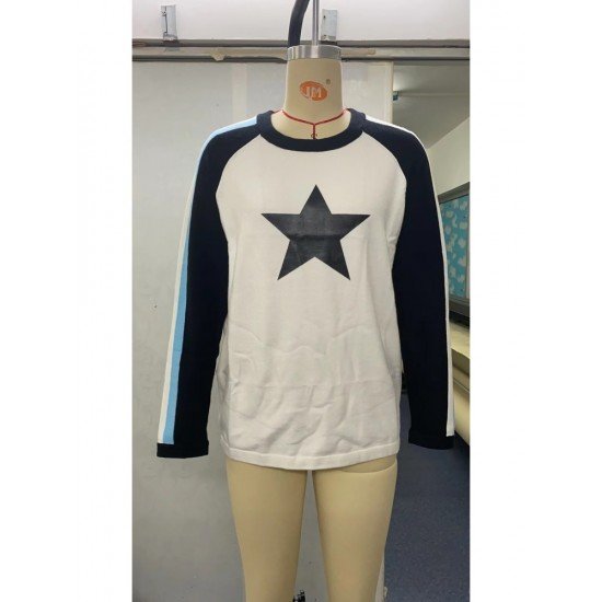  2022 Casual Star Printing Women's Crew Neck Sweater