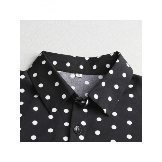 Fall Black Dots Long Sleeve Shirts For Men