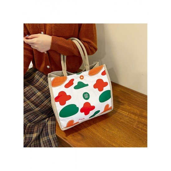  Casual Canvas Cute Cartoon Printed Tote Bag