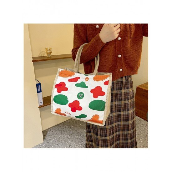  Casual Canvas Cute Cartoon Printed Tote Bag