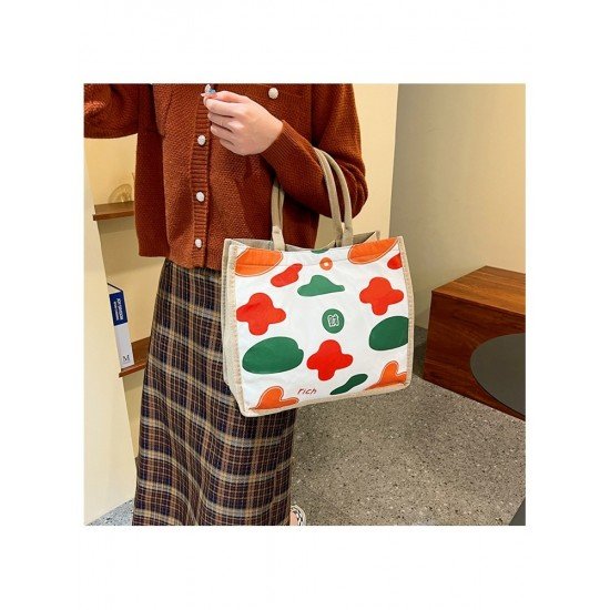  Casual Canvas Cute Cartoon Printed Tote Bag