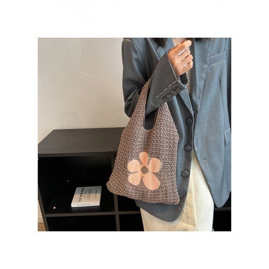  Casual Plush Weave Flower Women's Bag