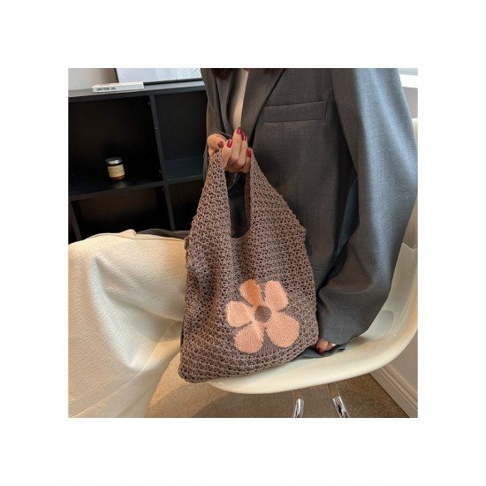  Casual Plush Weave Flower Women's Bag