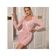  Business Style Pure Color Women's Long Sleeve Dress