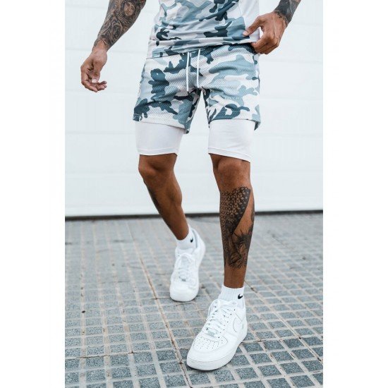  Casual Camouflage Fake Two Men's Shorts