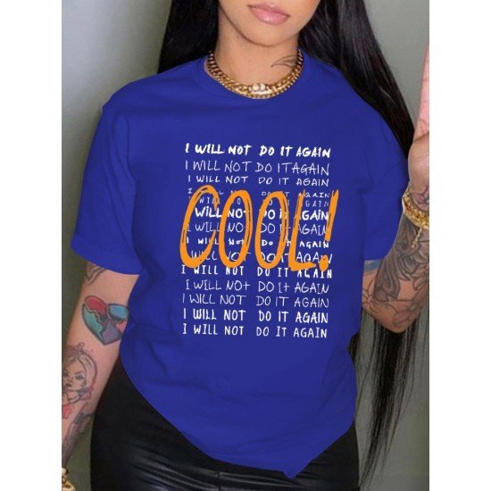 Cool Letter Printed Leisure Women T Shirt Tops