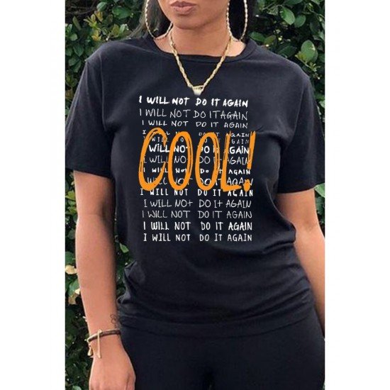 Cool Letter Printed Leisure Women T Shirt Tops