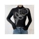  Dark Rose Print Women's Long Sleeve T-Shirt