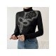  Dark Rose Print Women's Long Sleeve T-Shirt