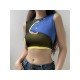 Stylish Patchwork Color Blocking Cropped Tank Tops