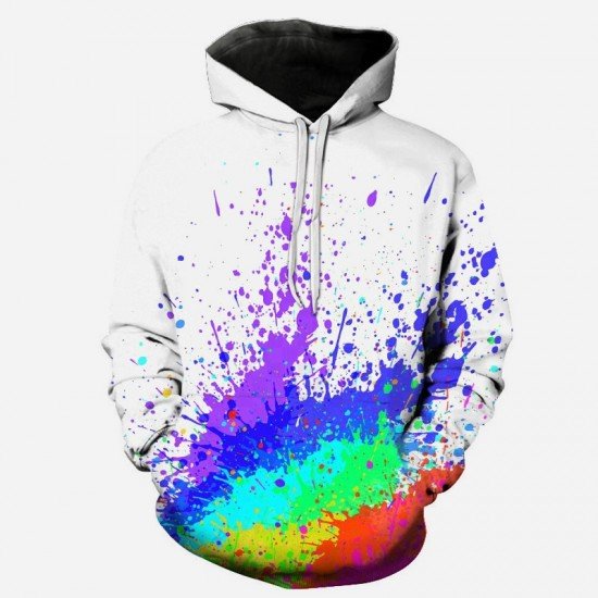 Splash-Ink Long Sleeve Colorful Hoodies Tops For Men