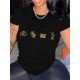 Cute Graphic Black T Shirt Tops For Women