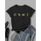 Cute Graphic Black T Shirt Tops For Women