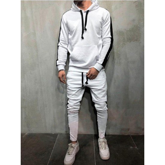 Exercise Contrast Color Hoodie With Long Pants