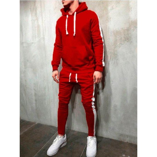 Exercise Contrast Color Hoodie With Long Pants