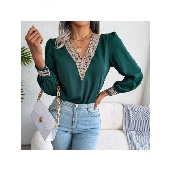  V-Neck Long Sleeve Chiffon Shirt For Women