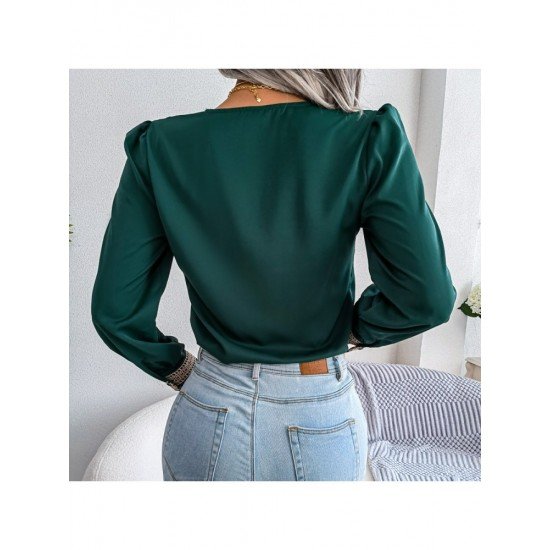  V-Neck Long Sleeve Chiffon Shirt For Women