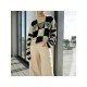  2022 Contrast Color Checkerboard Knitted Sweater