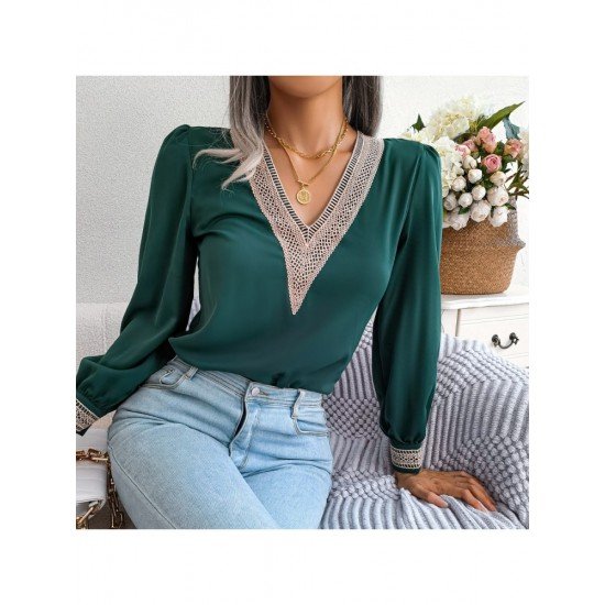  V-Neck Long Sleeve Chiffon Shirt For Women