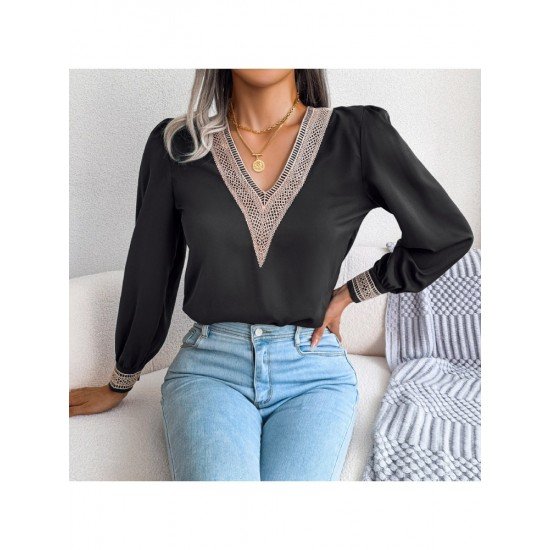  V-Neck Long Sleeve Chiffon Shirt For Women