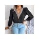  V-Neck Long Sleeve Chiffon Shirt For Women