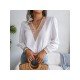  V-Neck Long Sleeve Chiffon Shirt For Women