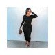  Sexy Pure Color Backless Women's Long Sleeve Dress