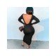  Sexy Pure Color Backless Women's Long Sleeve Dress