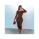  Sexy Pure Color Backless Women's Long Sleeve Dress